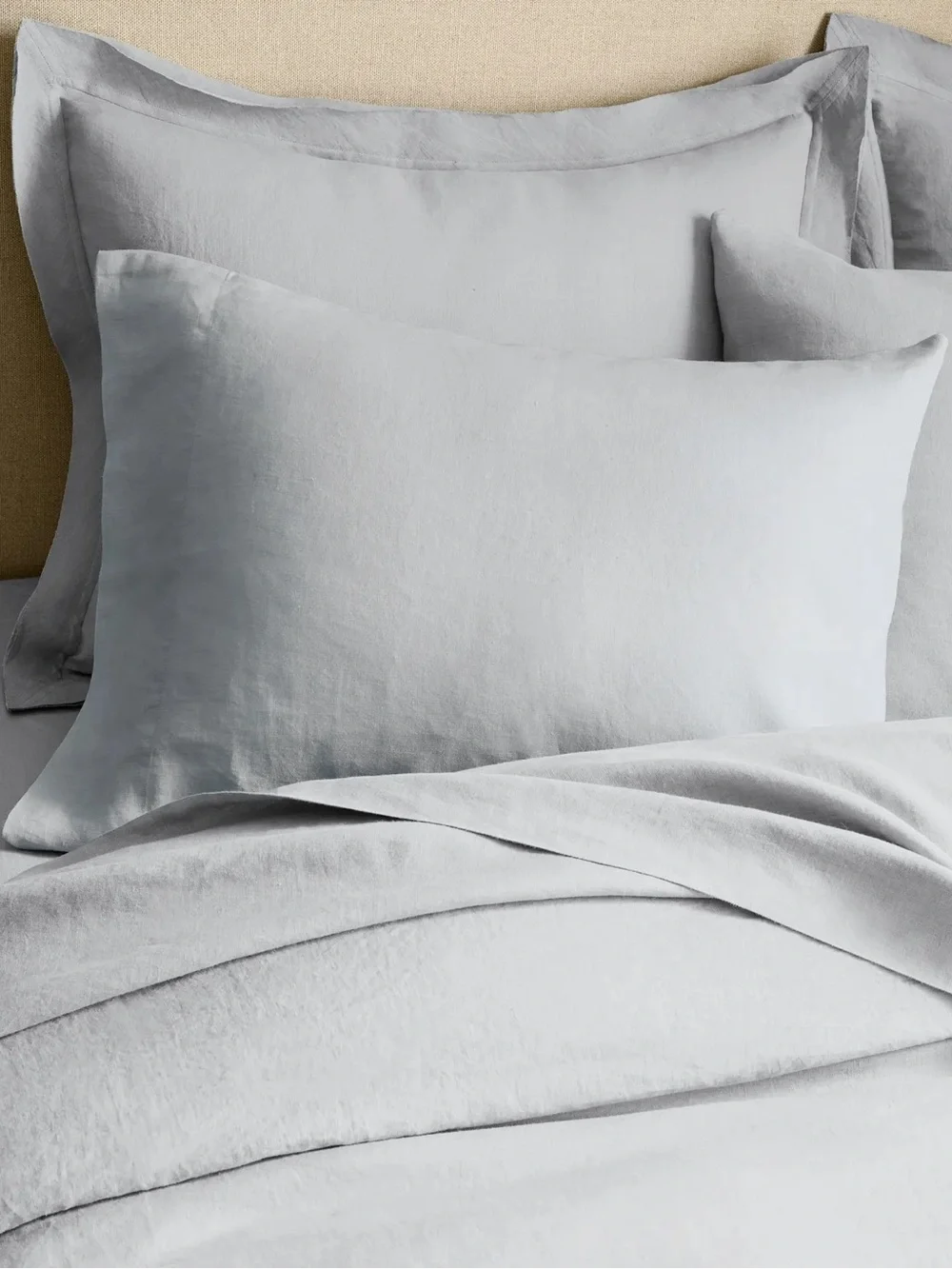 New Quince European Linen Double Flange Duvet Cover Set Full/Queen - Mist $194